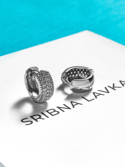 Сережки фіаніт Срібло 925° (родій) 059510