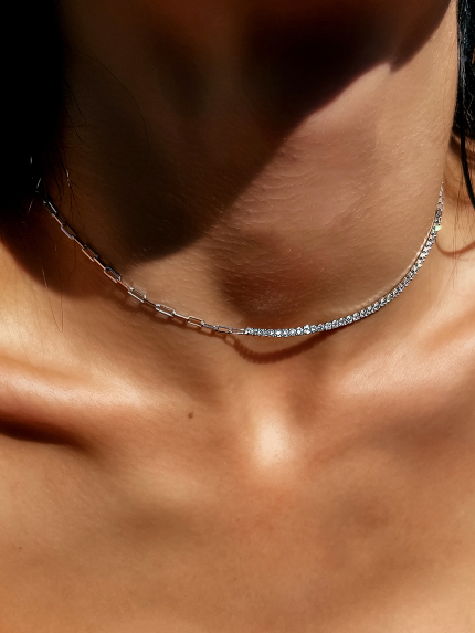 Кольє фіаніт Срібло 925° (родій) 978186