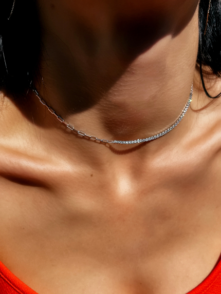 Кольє фіаніт Срібло 925° (родій) 978186