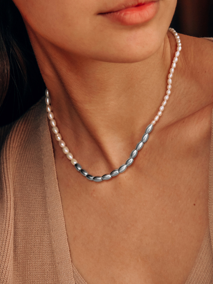 Naszyjnik z pereł Srebro 925° (rod) 978188