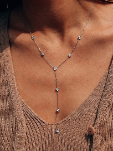 Кольє фіаніт Срібло 925° (родій) 978190