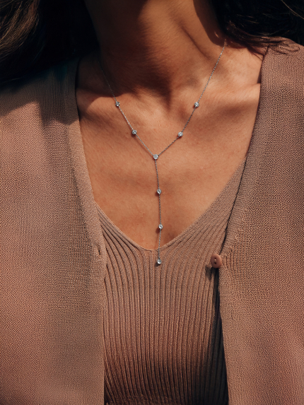 Кольє фіаніт Срібло 925° (родій) 978190