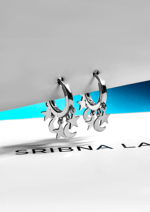 Сережки без вставок Срібло 925° (родій) 978193