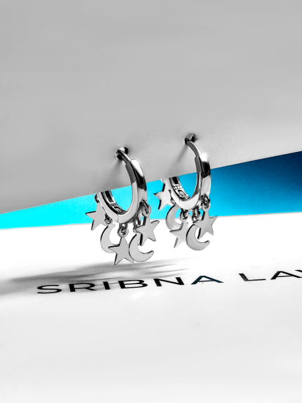 Сережки без вставок Срібло 925° (родій) 978193