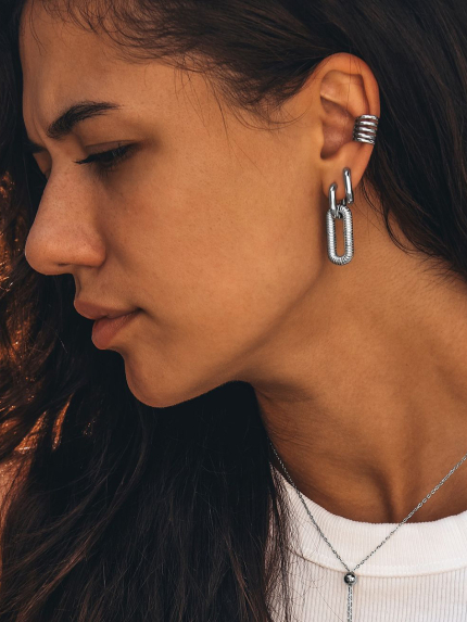 Сережки без вставок Срібло 925° (родій) 5210071