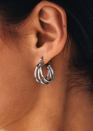 Сережки без вставок Срібло 925° (родій) 978195