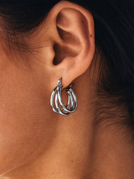 Сережки без вставок Срібло 925° (родій) 978195