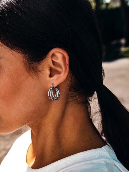 Сережки без вставок Срібло 925° (родій) 978195