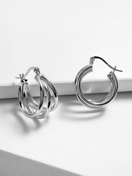 Сережки без вставок Срібло 925° (родій) 978195