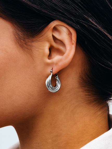 Сережки без вставок Срібло 925° (родій) 978196