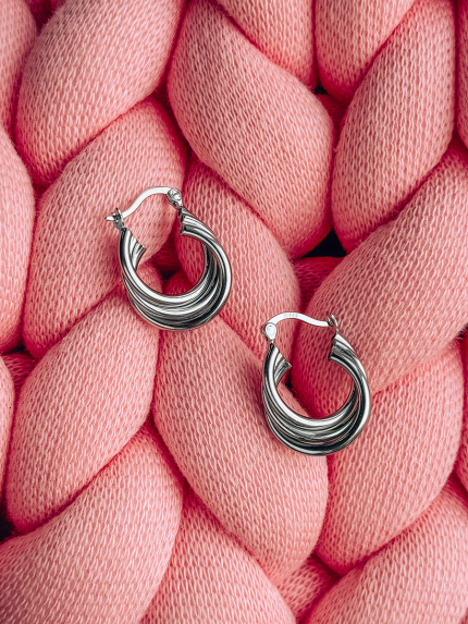 Сережки без вставок Срібло 925° (родій) 978196