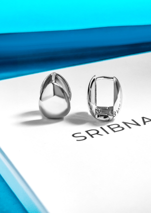 Сережки без вставок Срібло 925° (родій) 978197