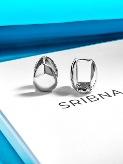 Сережки без вставок Срібло 925° (родій) 978197