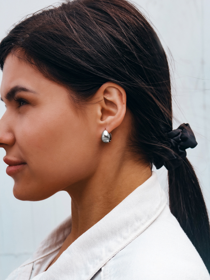 Сережки без вставок Срібло 925° (родій) 978197