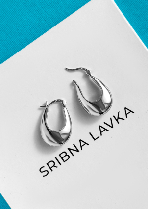 Сережки без вставок Срібло 925° (родій) 978199