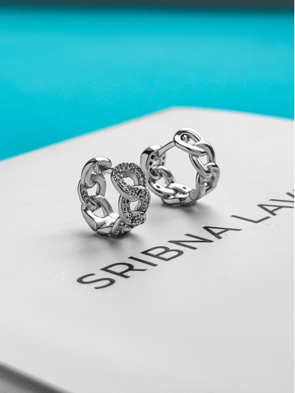 Сережки фіаніт Срібло 925° (родій) 978201