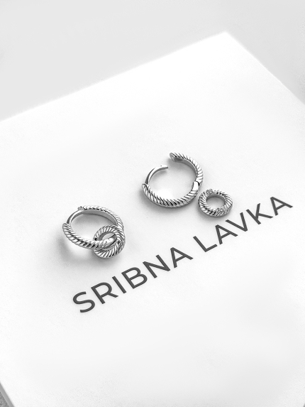 Сережки без вставок Срібло 925° (родій) 978202