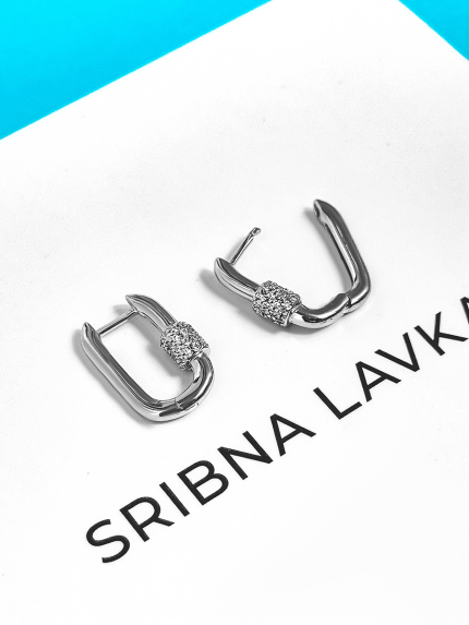 Сережки фіаніт Срібло 925° (родій) 978203