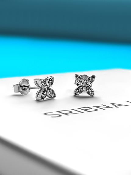 Fianite earrings (AAAAA) Silver 925° (rhodium) 978211