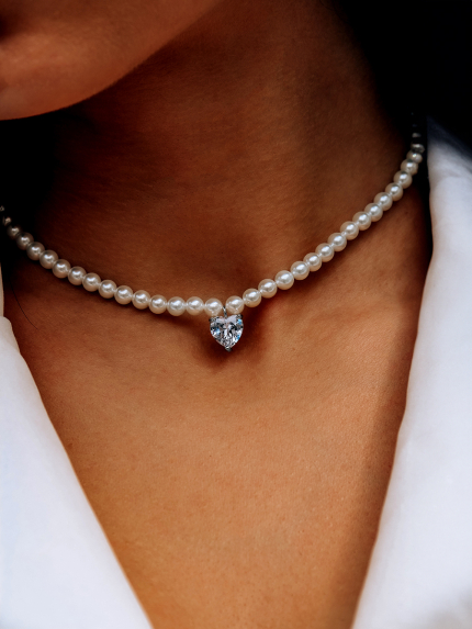 Naszyjnik z pereł Srebro 925° (rod) 190642