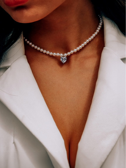 Naszyjnik z pereł Srebro 925° (rod) 190642