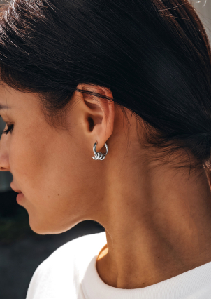 Сережки без вставок Срібло 925° (родій) 110035