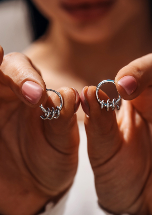 Сережки без вставок Срібло 925° (родій) 110035