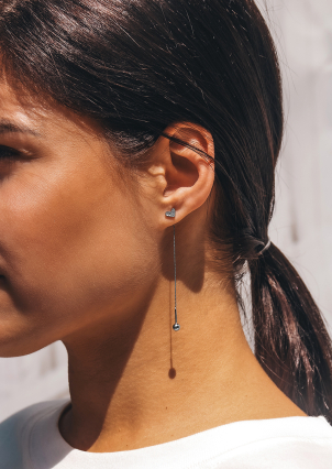 Сережки без вставок Срібло 925° (родій) 110074