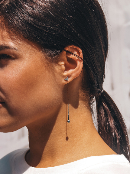 Сережки без вставок Срібло 925° (родій) 110074