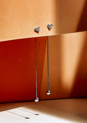 Сережки без вставок Срібло 925° (родій) 110074