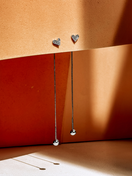 Сережки без вставок Срібло 925° (родій) 110074