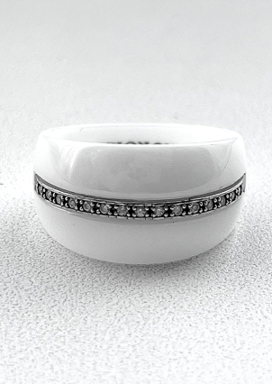 Каблучка Кераміка фіаніт срібло 925°/ ювелірна кераміка с1107б