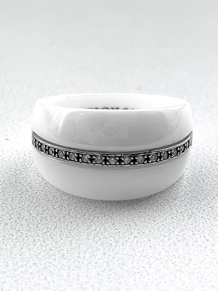Каблучка Кераміка фіаніт срібло 925°/ ювелірна кераміка с1107б