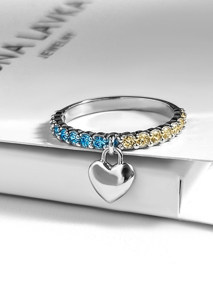 Pierścionek z cyrkonem Srebro 925° (rod) 069890