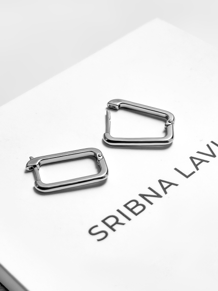 Сережки без вставок Срібло 925° (родій) 82875