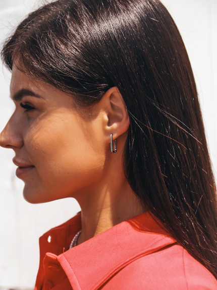 Сережки без вставок Срібло 925° (родій) 82875