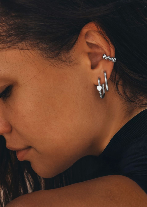 Сережки без вставок Срібло 925° (родій) 82875