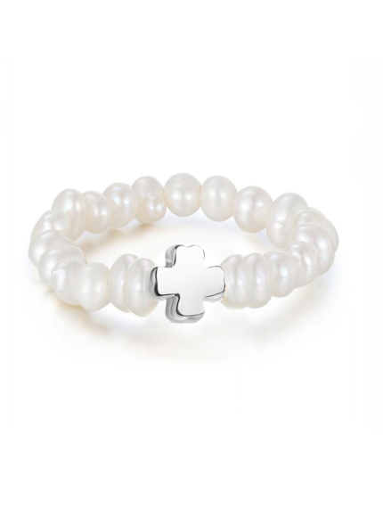 Pierścionek z perłą Srebro 925° (rod) GSR757PM