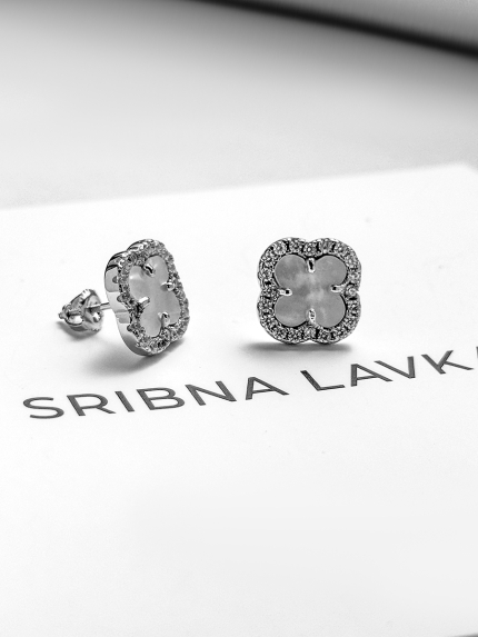 Сережки перламутр Срібло 925° (родій) 978079 б