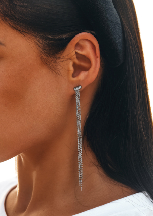 Сережки без вставок Срібло 925° (родій) GSE1617P