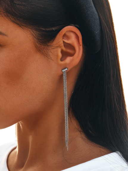 Сережки без вставок Срібло 925° (родій) GSE1617P