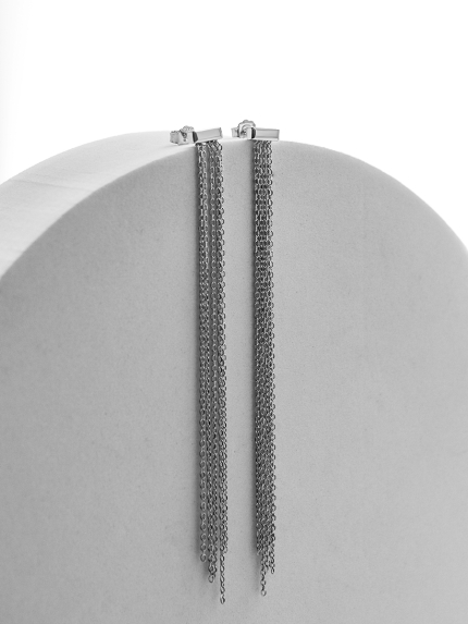 Сережки без вставок Срібло 925° (родій) GSE1617P