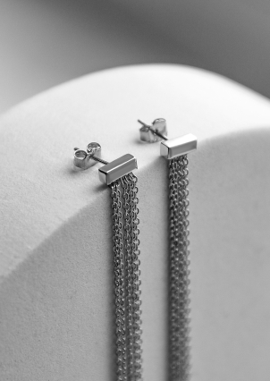 Сережки без вставок Срібло 925° (родій) GSE1617P