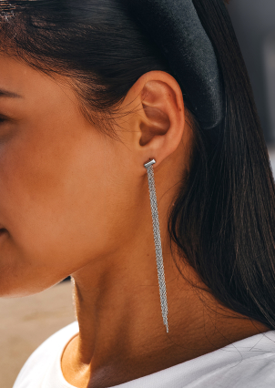 Сережки без вставок Срібло 925° (родій) GSE1617P