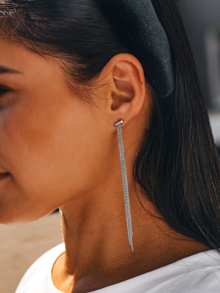 Сережки без вставок Срібло 925° (родій) GSE1617P