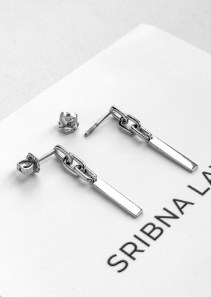 Сережки без вставок Срібло 925° (родій) 20295