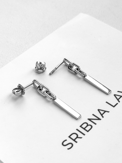 Сережки без вставок Срібло 925° (родій) 20295