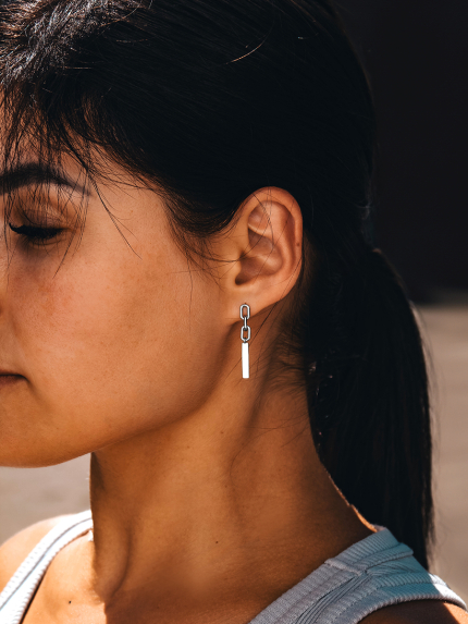 Сережки без вставок Срібло 925° (родій) 20295