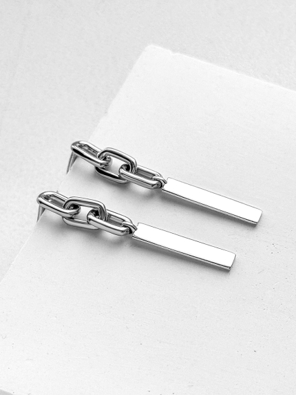 Сережки без вставок Срібло 925° (родій) 20295