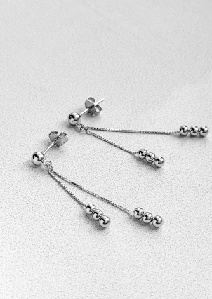 Сережки без вставок Срібло 925° (родій) 110324